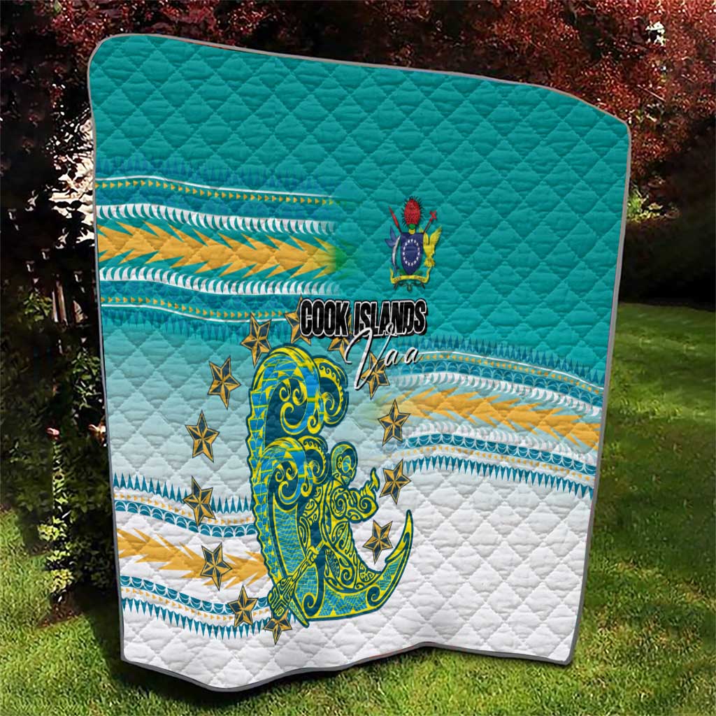 Cook Islands Va'a Race Quilt Te Tatau Tattoos Sporty Style Turquoise Color - Polynesian Pride