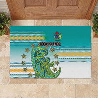 Cook Islands Va'a Race Rubber Doormat Te Tatau Tattoos Sporty Style Turquoise Color - Polynesian Pride