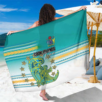 Cook Islands Va'a Race Sarong Te Tatau Tattoos Sporty Style Turquoise Color - Polynesian Pride