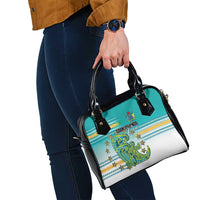 Cook Islands Va'a Race Shoulder Handbag Te Tatau Tattoos Sporty Style Turquoise Color - Polynesian Pride