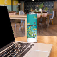 Personalised Cook Islands Va'a Race Skinny Tumbler Te Tatau Tattoos Sporty Style Turquoise Color - Polynesian Pride