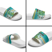 Cook Islands Va'a Race Slide Sandals Te Tatau Tattoos Sporty Style Turquoise Color - Polynesian Pride