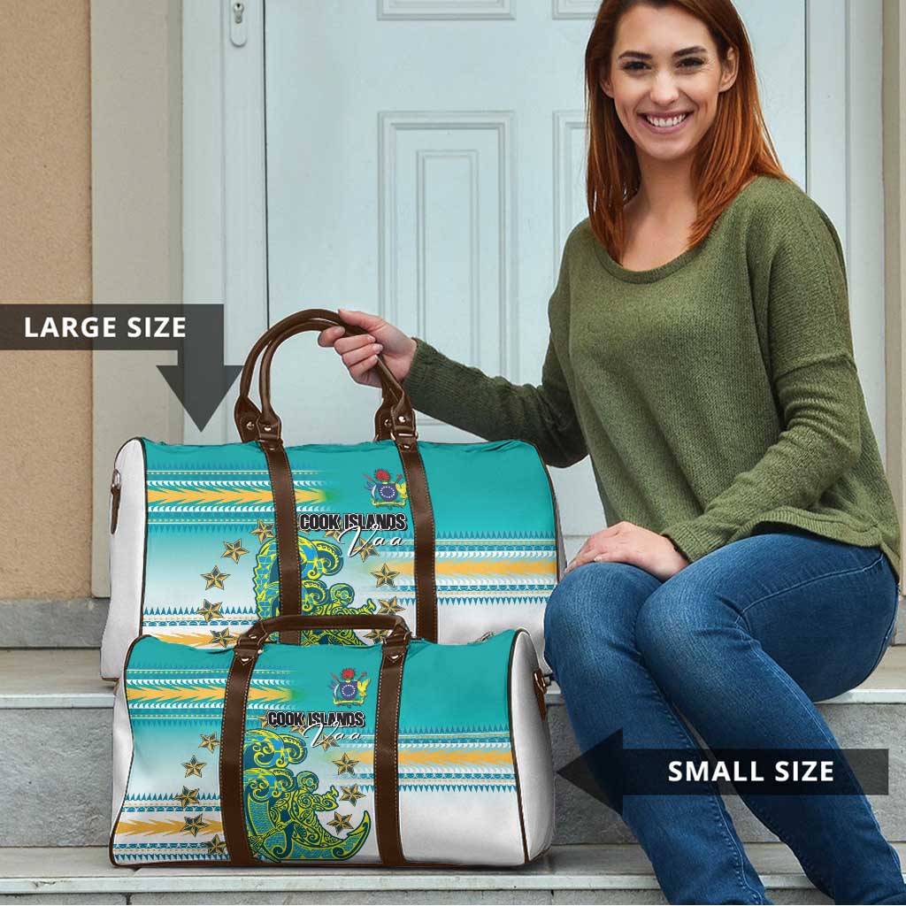 Cook Islands Va'a Race Travel Bag Te Tatau Tattoos Sporty Style Turquoise Color - Polynesian Pride