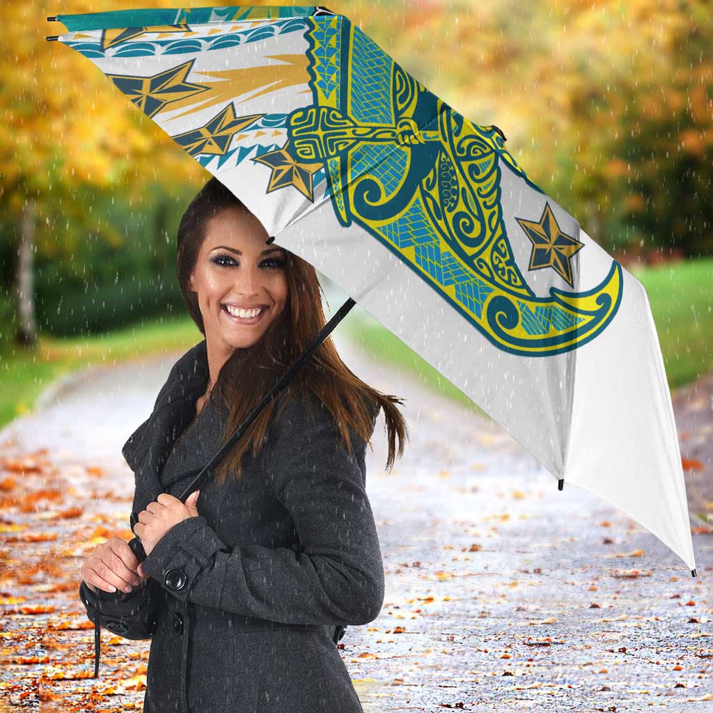 Cook Islands Va'a Race Umbrella Te Tatau Tattoos Sporty Style Turquoise Color - Polynesian Pride