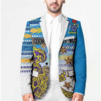 Personalised Cook Islands Va'a Race Blazer Te Tatau Tattoos Sporty Style Glory Blue Color - Polynesian Pride