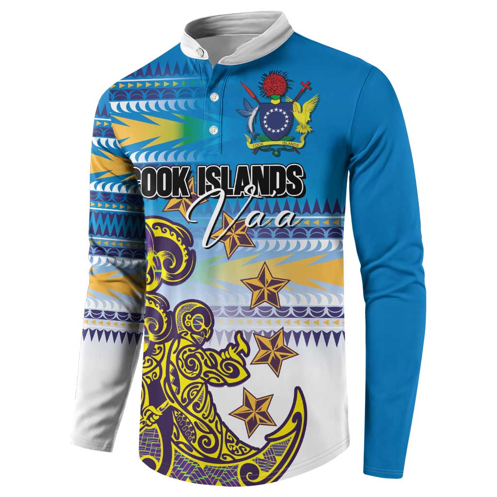 Personalised Cook Islands Va'a Race Button Sweatshirt Te Tatau Tattoos Sporty Style Glory Blue Color - Polynesian Pride