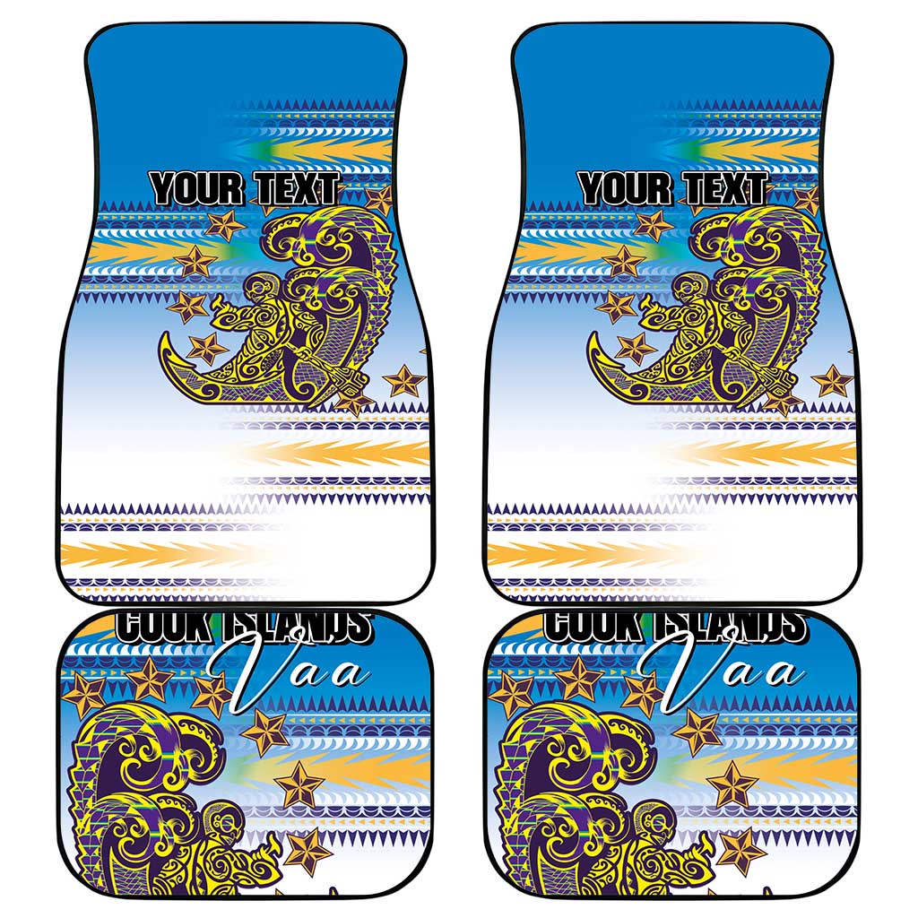 Personalised Cook Islands Va'a Race Car Mats Te Tatau Tattoos Sporty Style Glory Blue Color - Polynesian Pride