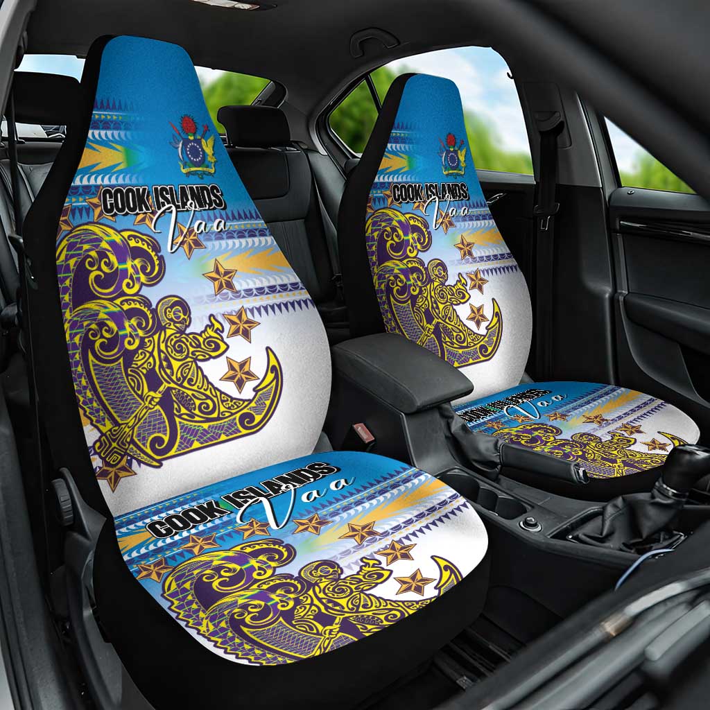 Cook Islands Va'a Race Car Seat Cover Te Tatau Tattoos Sporty Style Glory Blue Color - Polynesian Pride
