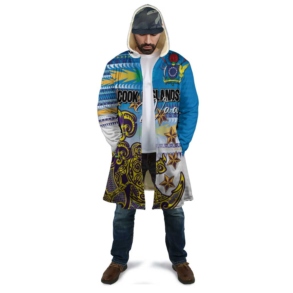 Personalised Cook Islands Va'a Race Cloak Te Tatau Tattoos Sporty Style Glory Blue Color - Polynesian Pride