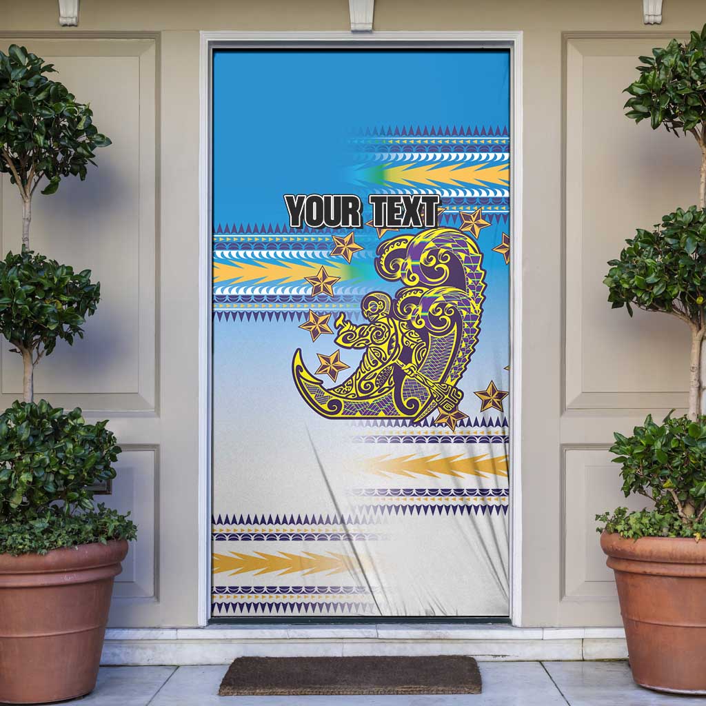 Personalised Cook Islands Va'a Race Door Cover Te Tatau Tattoos Sporty Style Glory Blue Color - Polynesian Pride