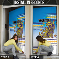 Personalised Cook Islands Va'a Race Door Cover Te Tatau Tattoos Sporty Style Glory Blue Color - Polynesian Pride