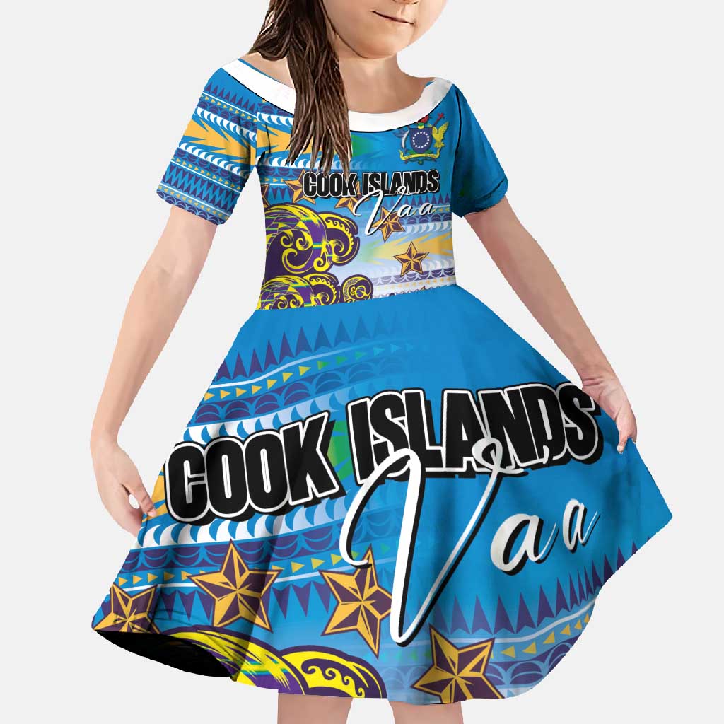 Personalised Cook Islands Va'a Race Family Matching Long Sleeve Bodycon Dress and Hawaiian Shirt Te Tatau Tattoos Sporty Style Glory Blue Color - Polynesian Pride