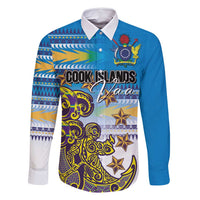 Personalised Cook Islands Va'a Race Family Matching Mermaid Dress and Hawaiian Shirt Te Tatau Tattoos Sporty Style Glory Blue Color - Polynesian Pride