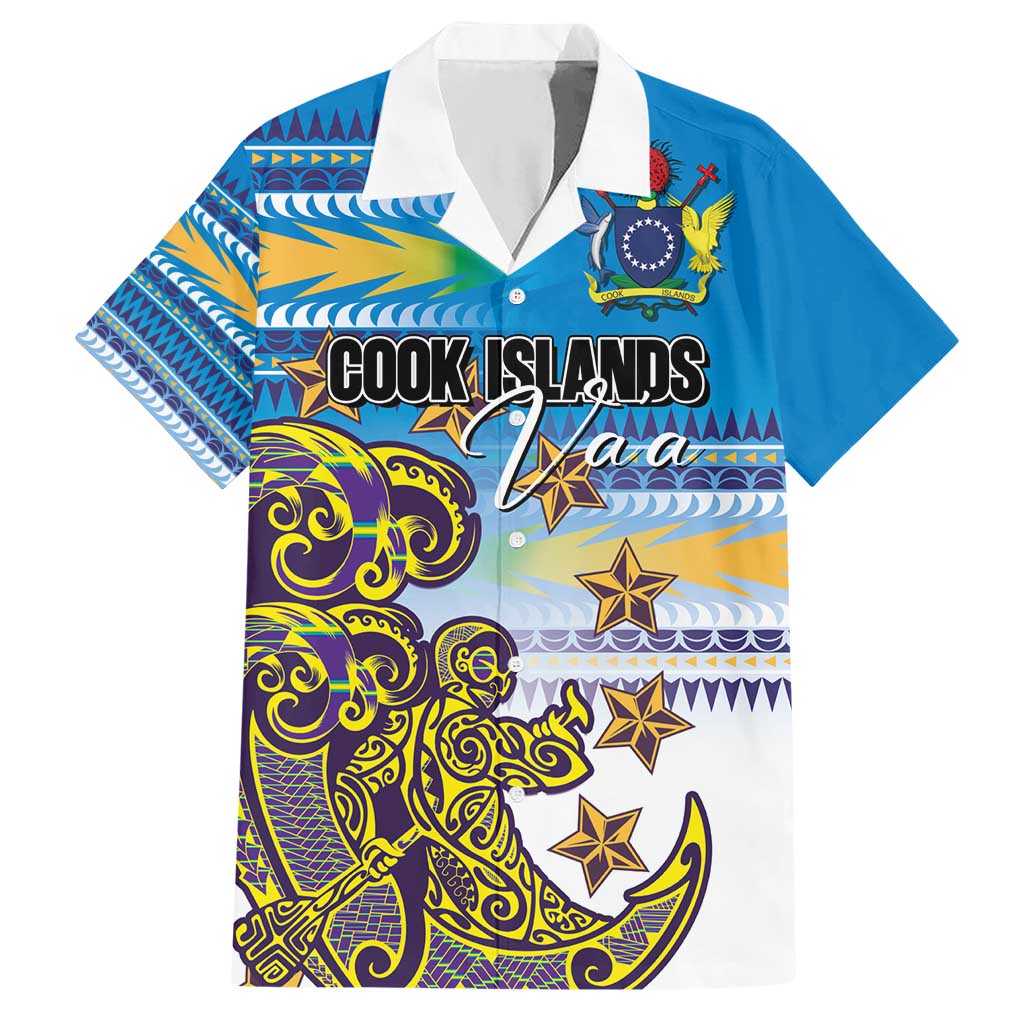 Personalised Cook Islands Va'a Race Hawaiian Shirt Te Tatau Tattoos Sporty Style Glory Blue Color - Polynesian Pride