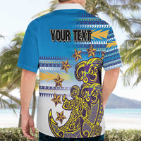 Personalised Cook Islands Va'a Race Hawaiian Shirt Te Tatau Tattoos Sporty Style Glory Blue Color - Polynesian Pride
