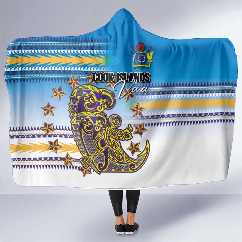 Cook Islands Va'a Race Hooded Blanket Te Tatau Tattoos Sporty Style Glory Blue Color - Polynesian Pride