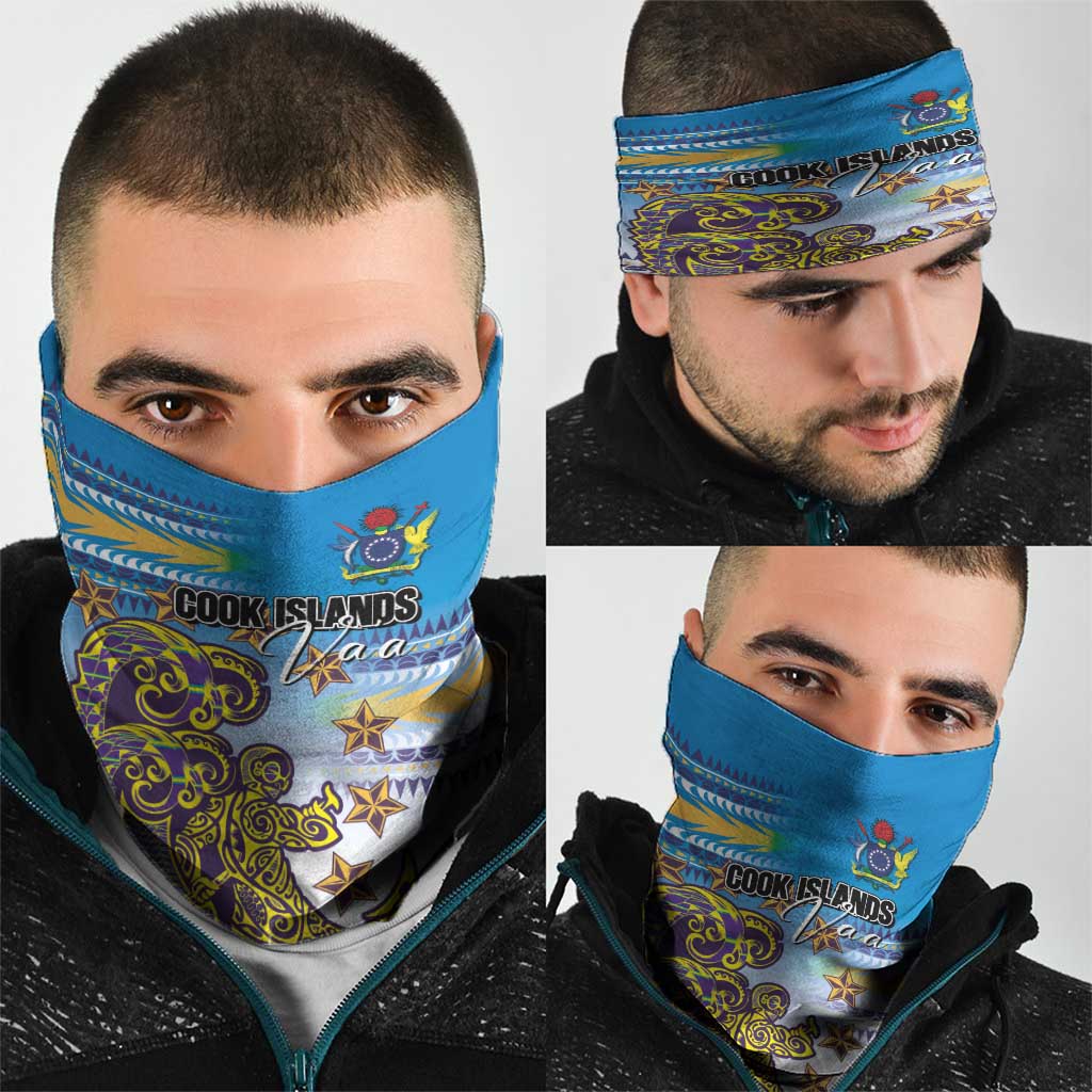 Cook Islands Va'a Race Neck Gaiter Te Tatau Tattoos Sporty Style Glory Blue Color - Polynesian Pride