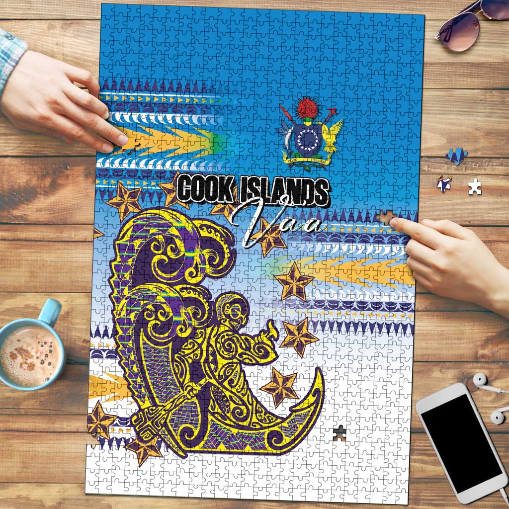 Cook Islands Va'a Race Puzzle Te Tatau Tattoos Sporty Style Glory Blue Color - Polynesian Pride