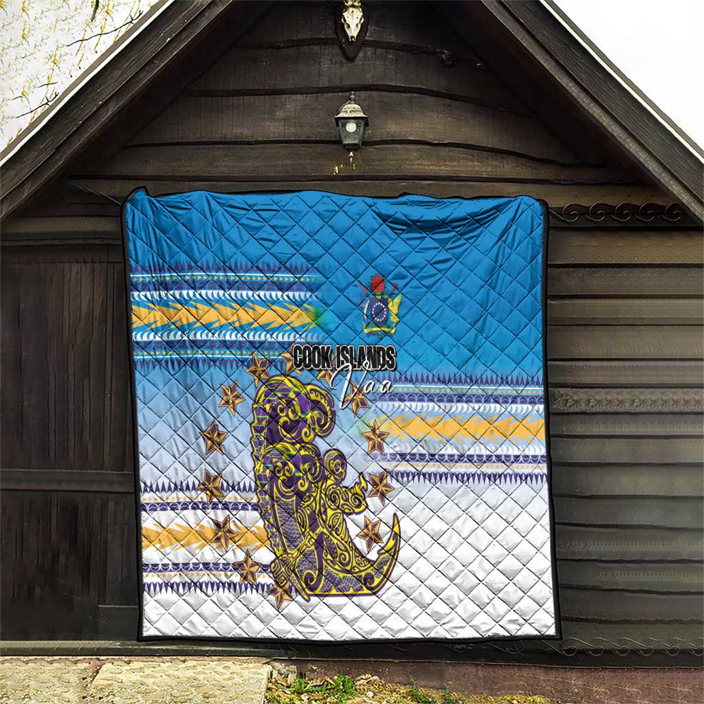 Cook Islands Va'a Race Quilt Te Tatau Tattoos Sporty Style Glory Blue Color - Polynesian Pride