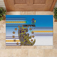 Cook Islands Va'a Race Rubber Doormat Te Tatau Tattoos Sporty Style Glory Blue Color - Polynesian Pride