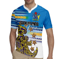 Personalised Cook Islands Va'a Race Rugby Jersey Te Tatau Tattoos Sporty Style Glory Blue Color - Polynesian Pride