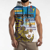 Personalised Cook Islands Va'a Race Sleeveless Hoodie Te Tatau Tattoos Sporty Style Glory Blue Color - Polynesian Pride