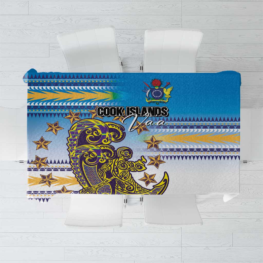 Cook Islands Va'a Race Tablecloth Te Tatau Tattoos Sporty Style Glory Blue Color - Polynesian Pride