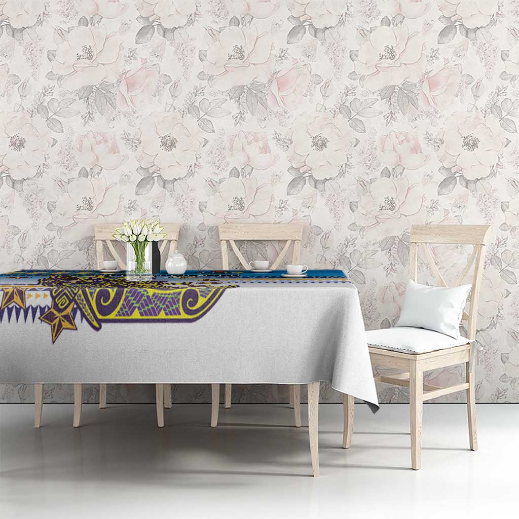 Cook Islands Va'a Race Tablecloth Te Tatau Tattoos Sporty Style Glory Blue Color - Polynesian Pride