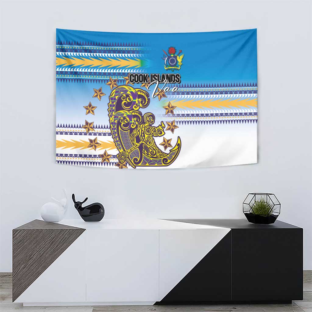 Cook Islands Va'a Race Tapestry Te Tatau Tattoos Sporty Style Glory Blue Color - Polynesian Pride