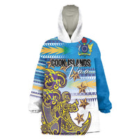 Personalised Cook Islands Va'a Race Wearable Blanket Hoodie Te Tatau Tattoos Sporty Style Glory Blue Color - Polynesian Pride