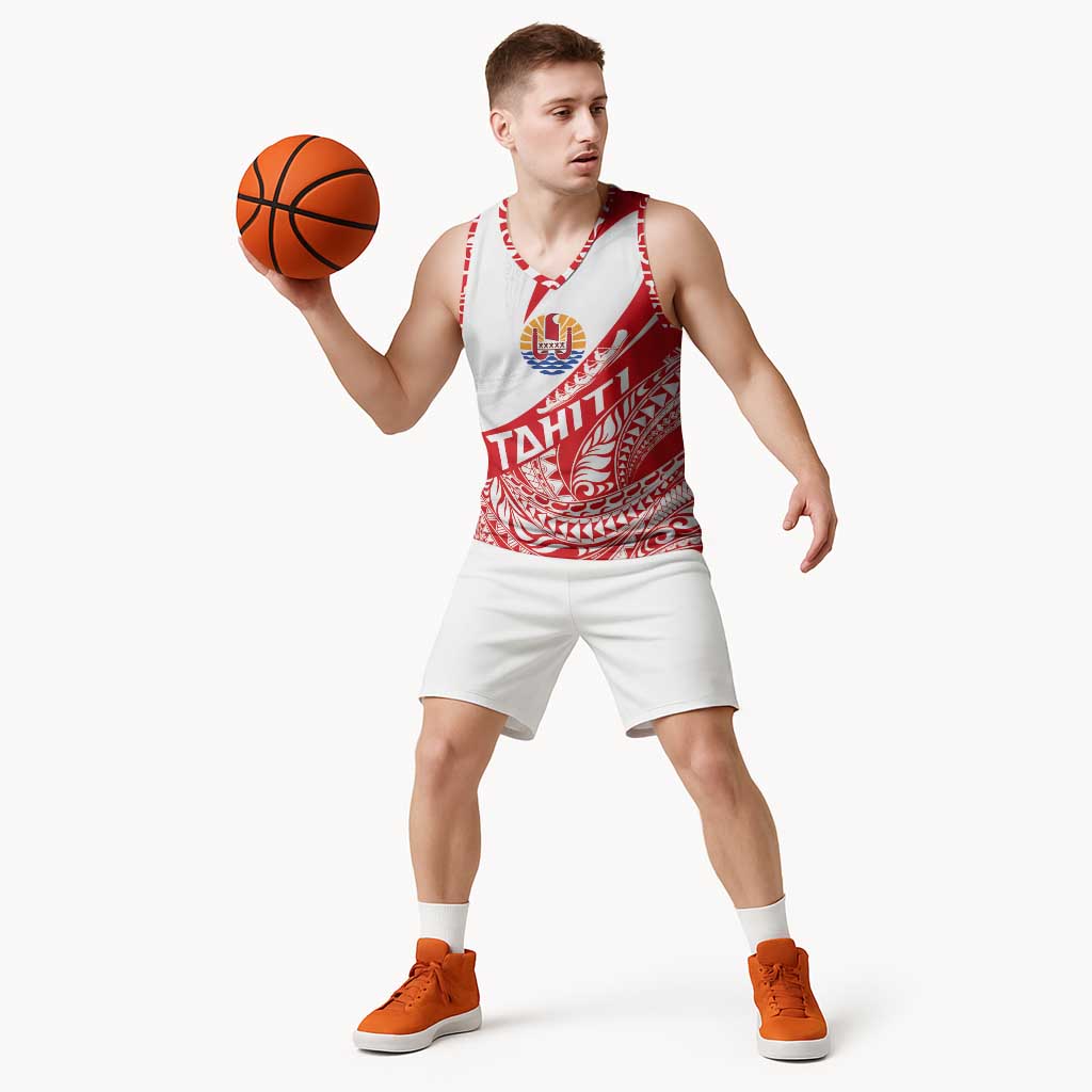 Personalised Tahiti Va'a Race Basketball Jersey Polynesian Tattoos Sporty Style - Polynesian Pride