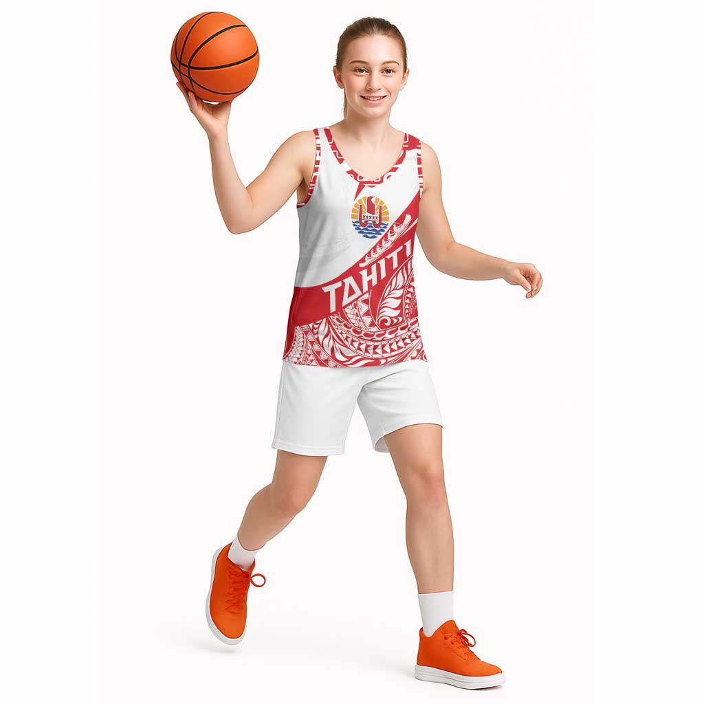 Personalised Tahiti Va'a Race Basketball Jersey Polynesian Tattoos Sporty Style - Polynesian Pride
