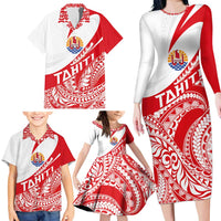 Personalised Tahiti Va'a Race Family Matching Long Sleeve Bodycon Dress and Hawaiian Shirt Polynesian Tattoos Sporty Style LT03 - Polynesian Pride