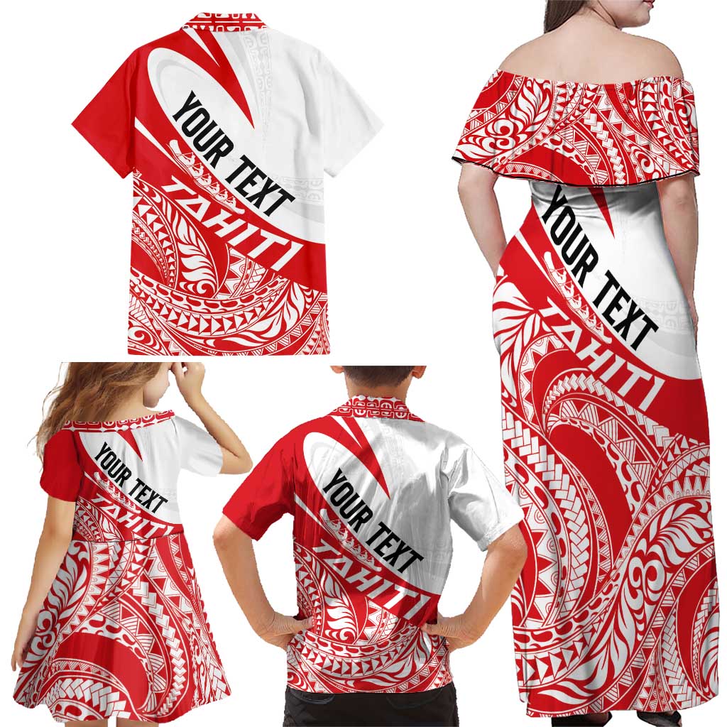 Personalised Tahiti Va'a Race Family Matching Off Shoulder Maxi Dress and Hawaiian Shirt Polynesian Tattoos Sporty Style - Polynesian Pride