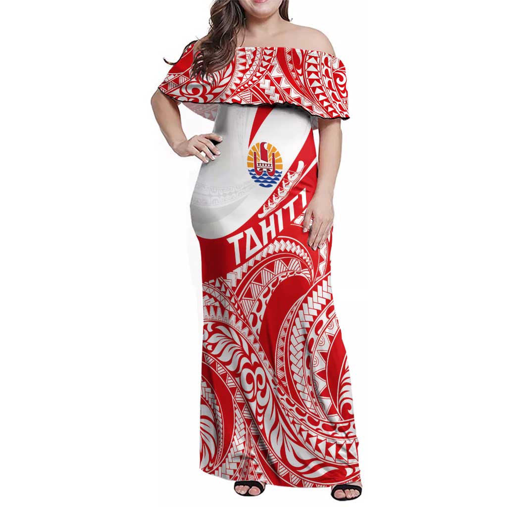 Personalised Tahiti Va'a Race Family Matching Off Shoulder Maxi Dress and Hawaiian Shirt Polynesian Tattoos Sporty Style - Polynesian Pride