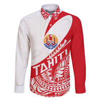 Personalised Tahiti Va'a Race Family Matching Puletasi and Hawaiian Shirt Polynesian Tattoos Sporty Style LT03 Dad's Shirt - Long Sleeve Red - Polynesian Pride