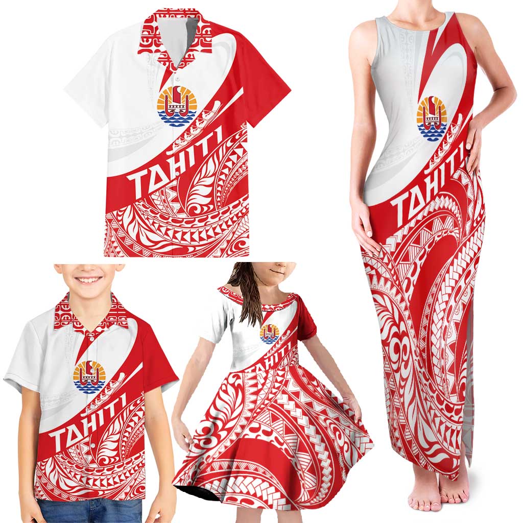 Personalised Tahiti Va'a Race Family Matching Tank Maxi Dress and Hawaiian Shirt Polynesian Tattoos Sporty Style - Polynesian Pride