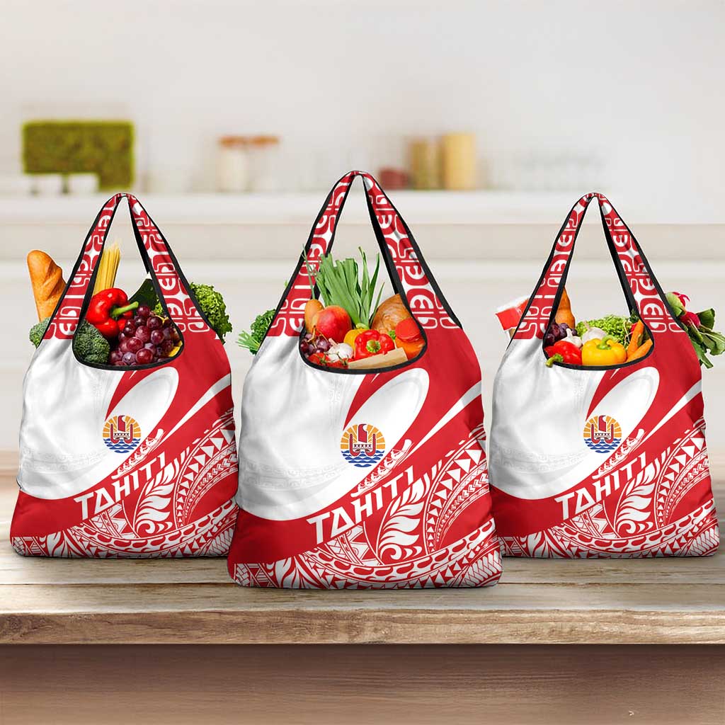 Tahiti Va'a Race Grocery Bag Polynesian Tattoos Sporty Style - Polynesian Pride