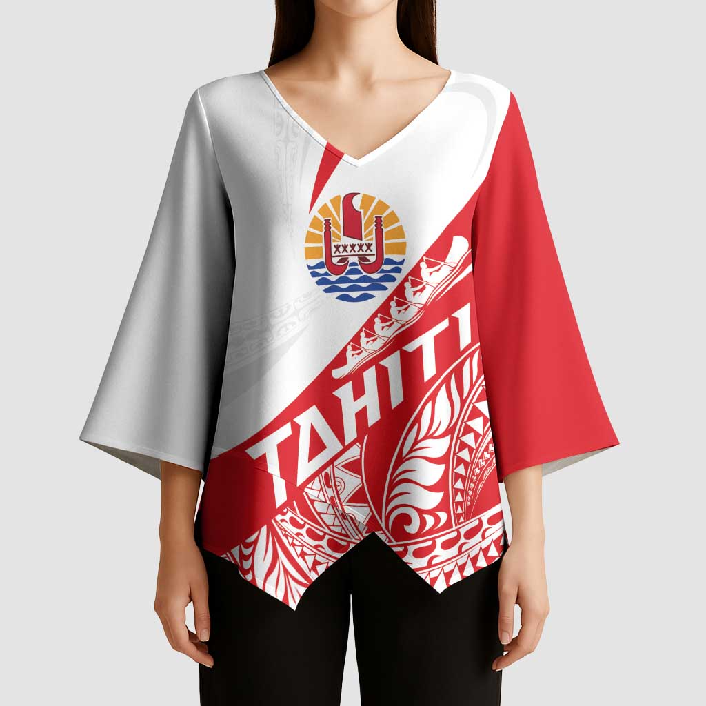 Personalised Tahiti Va'a Race Kimono Sleeve Blouse Polynesian Tattoos Sporty Style - Polynesian Pride