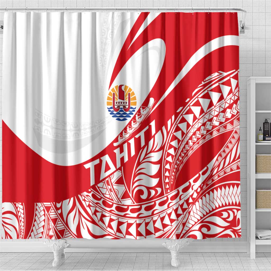 Tahiti Va'a Race Shower Curtain Polynesian Tattoos Sporty Style - Polynesian Pride