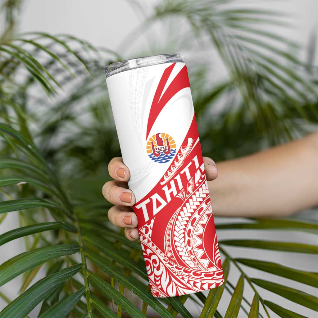 Personalised Tahiti Va'a Race Skinny Tumbler Polynesian Tattoos Sporty Style - Polynesian Pride