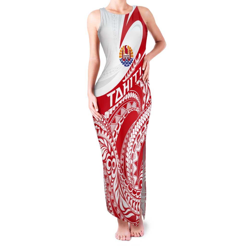 Personalised Tahiti Va'a Race Tank Maxi Dress Polynesian Tattoos Sporty Style - Polynesian Pride