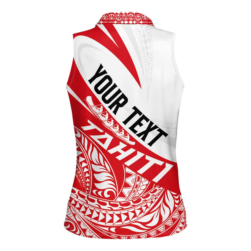 Personalised Tahiti Va'a Race Women Sleeveless Polo Shirt Polynesian Tattoos Sporty Style - Polynesian Pride