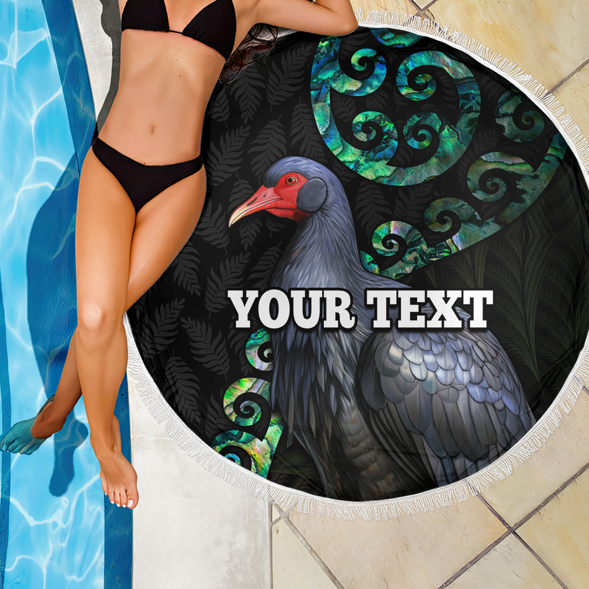 Custom Pukeko New Zealand Beach Blanket Koru Papua Shell with Silver Fern Pattern LT03 - Polynesian Pride
