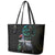 Custom Pukeko New Zealand Leather Tote Bag Koru Papua Shell with Silver Fern Pattern LT03 - Polynesian Pride