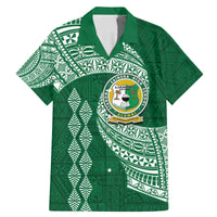 Tonga Lahaina High School Family Matching Mermaid Dress and Hawaiian Shirt Traditional Ngatu and Polynesian Pattern LT03 Dad's Shirt - Short Sleeve Green - Polynesian Pride