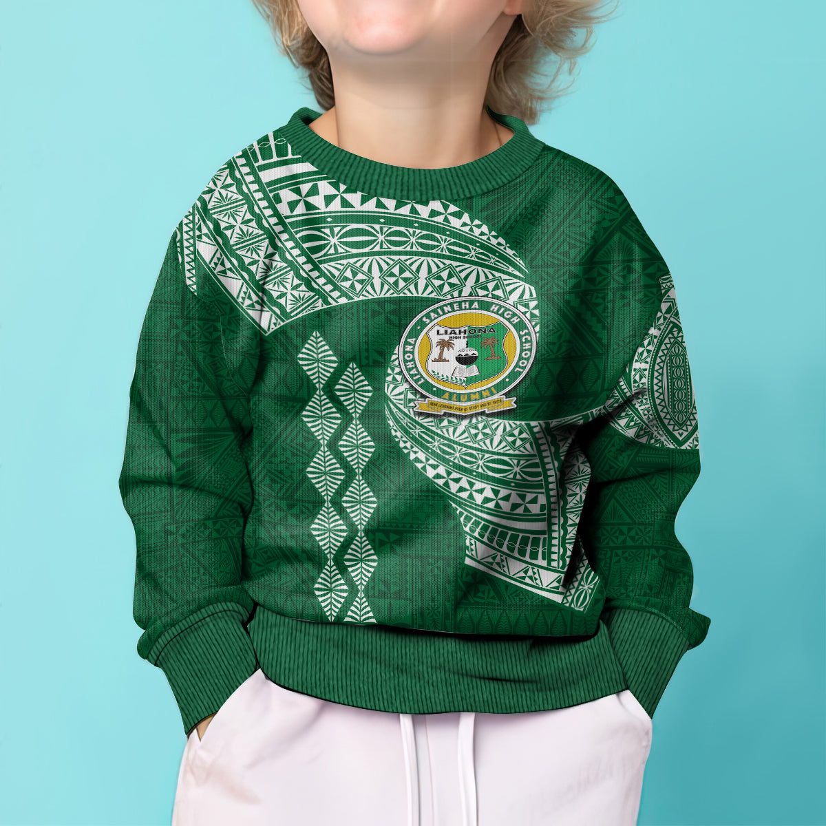 Tonga Lahaina High School Kid Ugly Christmas Sweater Traditional Ngatu and Polynesian Pattern LT03 - Polynesian Pride