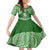 Tonga Liahona High School Family Matching Off Shoulder Short Dress and Hawaiian Shirt Traditional Ngatu and Polynesian Pattern LT03 Daughter's Dress Green - Polynesian Pride