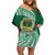 Tonga Saineha High School Family Matching Off Shoulder Short Dress and Hawaiian Shirt Traditional Ngatu and Polynesian Pattern LT03 Mom's Dress Green - Polynesian Pride