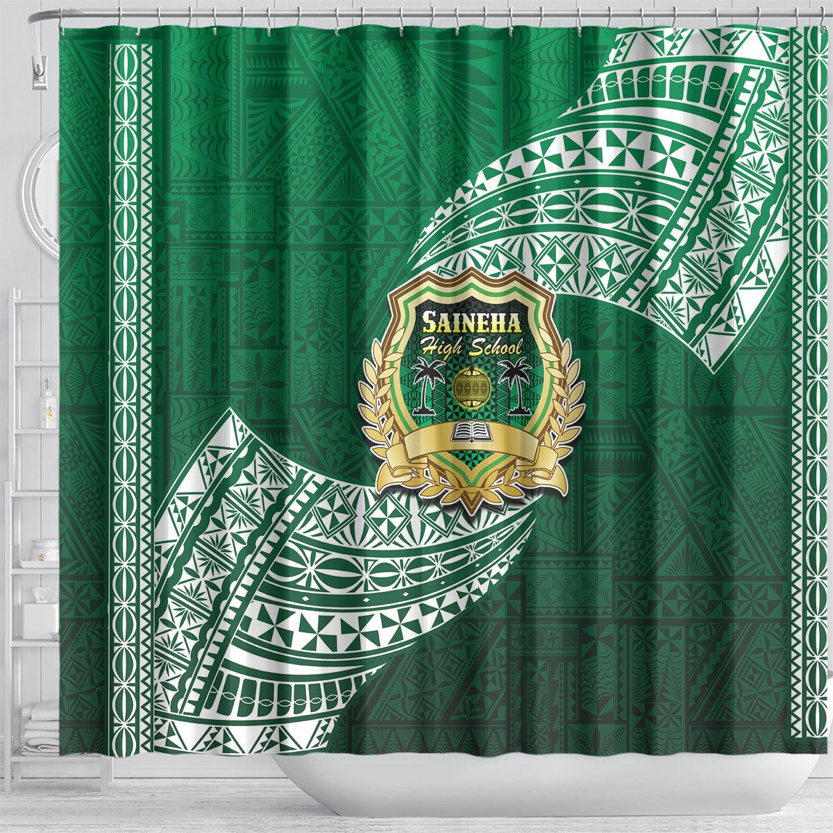Tonga Saineha High School Shower Curtain Traditional Ngatu and Polynesian Pattern LT03 - Polynesian Pride
